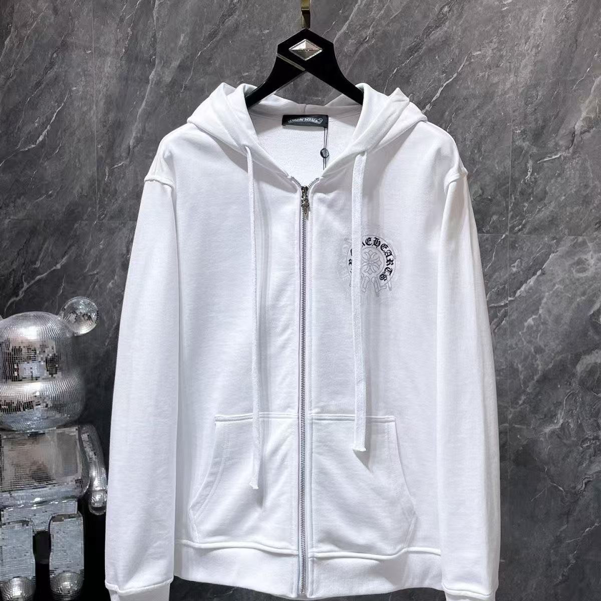 Chrome Hearts Classic Crewneck Jacket in White/Grey