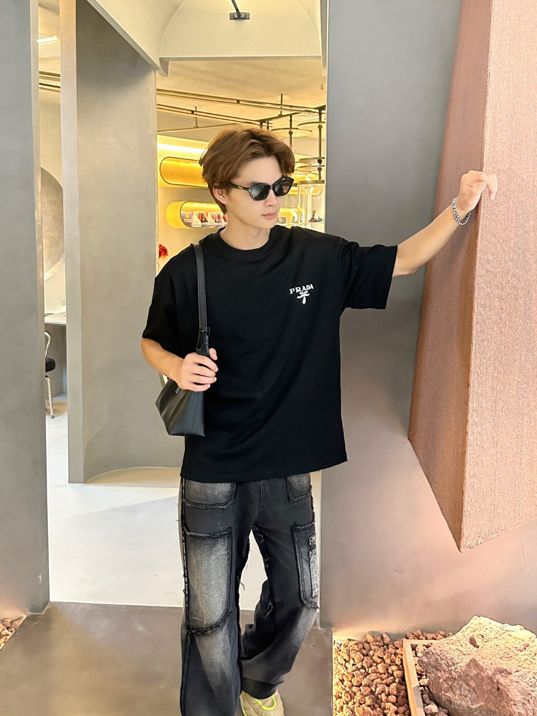 Prada Milano Logo Black T-Shirt Primereps