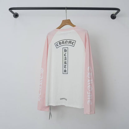Chrome Hearts Classic Crewneck Long Sleeve T-Shirt in Pink/White/Black