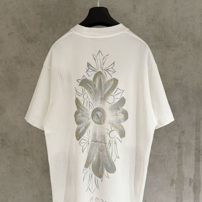 Chrome Hearts Classic Crewneck T-Shirt in White/Grey/Yellow