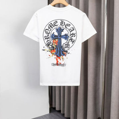 Chrome Hearts Classic Crewneck T-Shirt in White/Blue/Orange