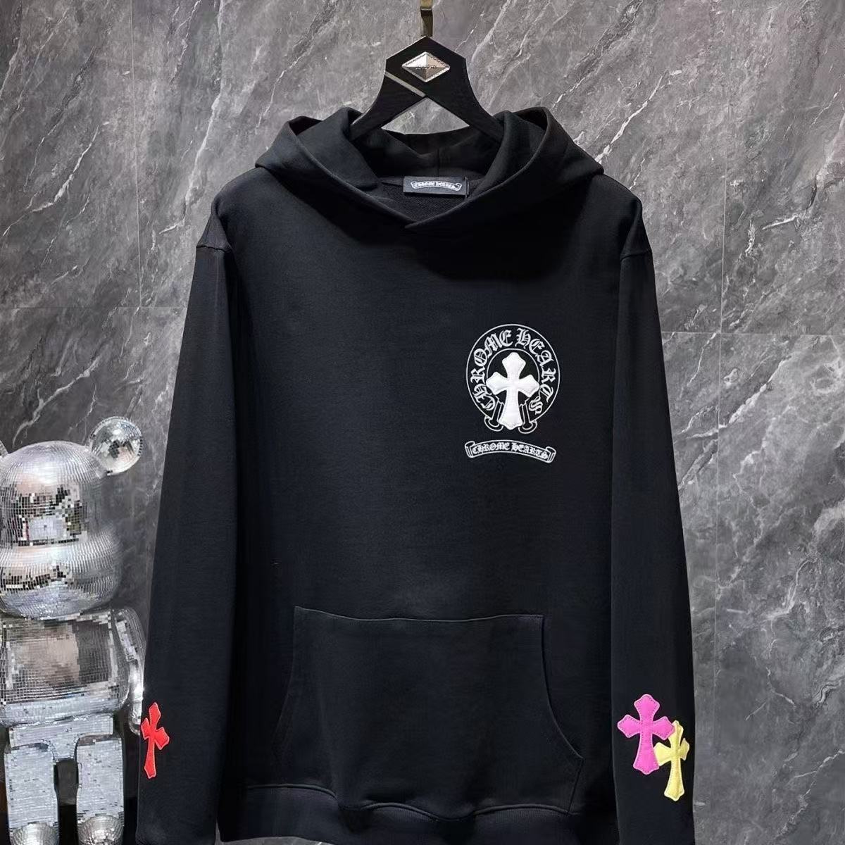 Chrome Hearts Classic Crewneck Sweatshirt in Black/White/Pink/Yellow