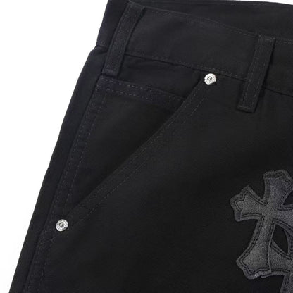 CHROME HEARTS BLACK CROSS PATCH JEANS BLACK