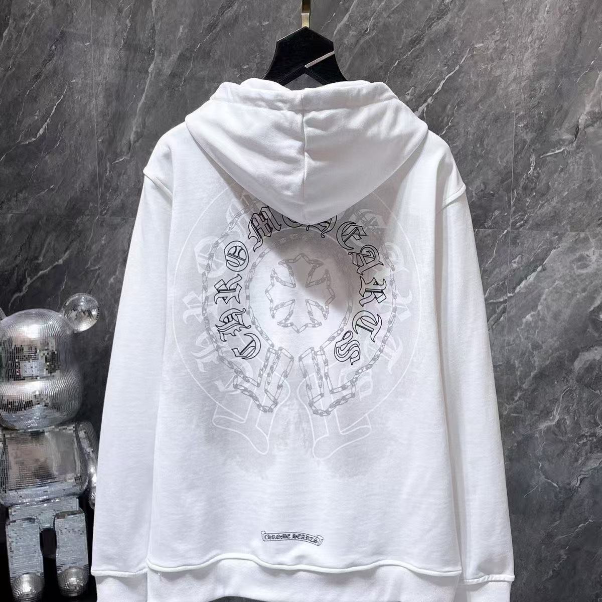 Chrome Hearts Classic Crewneck Jacket in White/Grey
