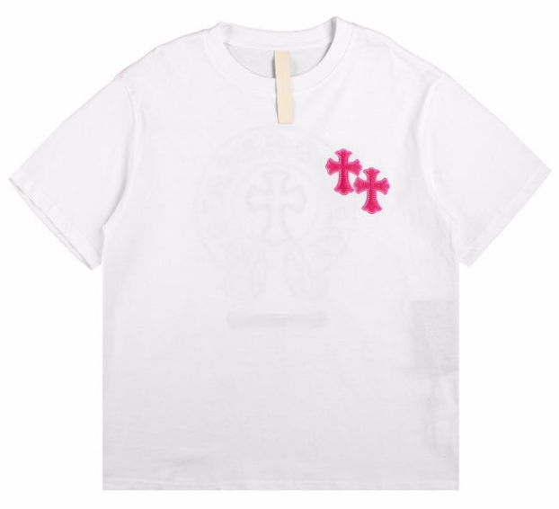 CHROME HEARTS HORSE SHOE LOGO T-SHIRT WHITE PINK
