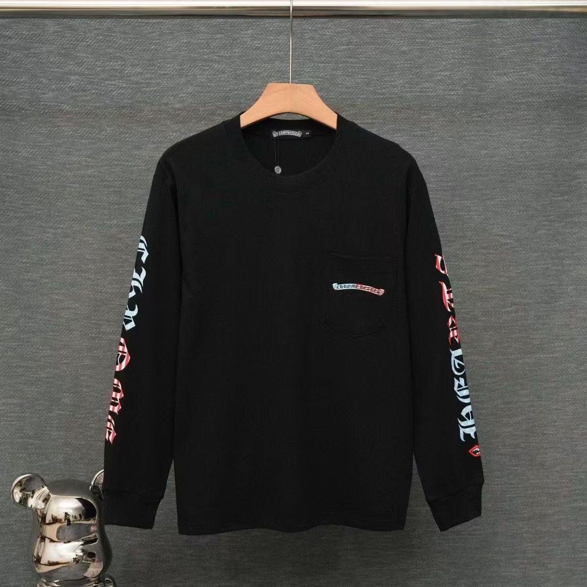 Chrome Hearts Classic Crewneck Long Sleeve T-Shirt in Black/Red/Blue