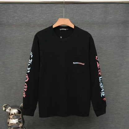 Chrome Hearts Classic Crewneck Long Sleeve T-Shirt in Black/Red/Blue