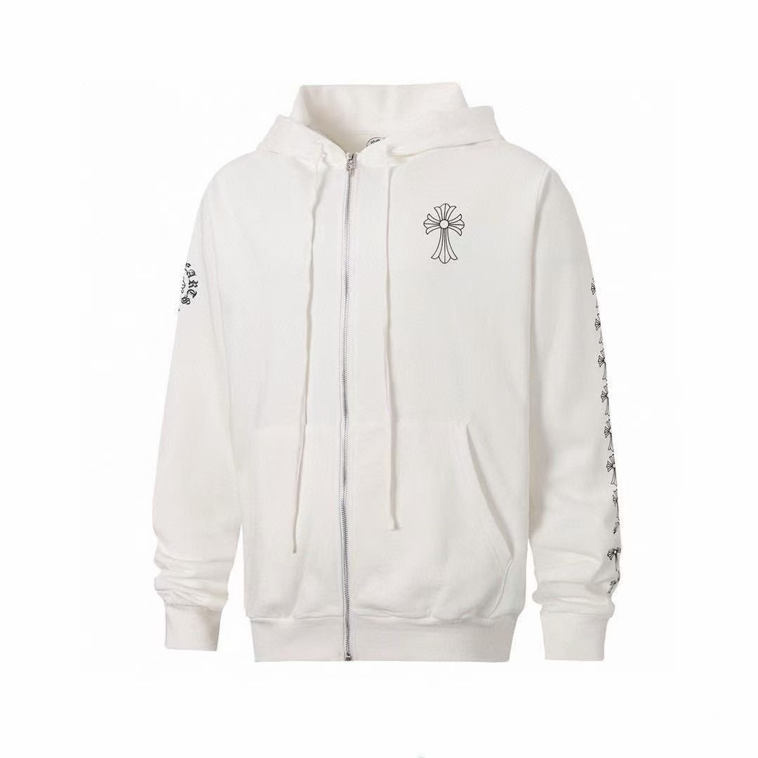 Chrome Hearts Classic Crewneck Jacket in White/Black