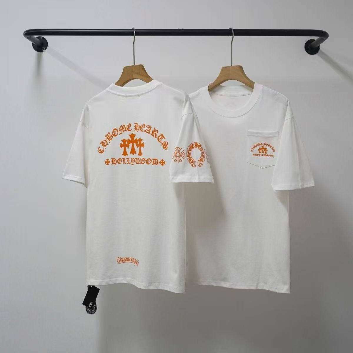 Chrome Hearts Classic Crewneck T-Shirt in White/Orange