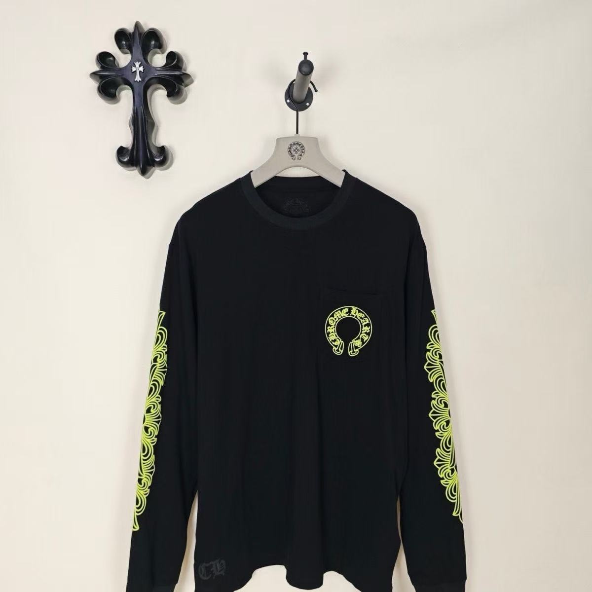 Chrome Hearts Classic Crewneck Long Sleeve T-Shirt in Black/Yellow