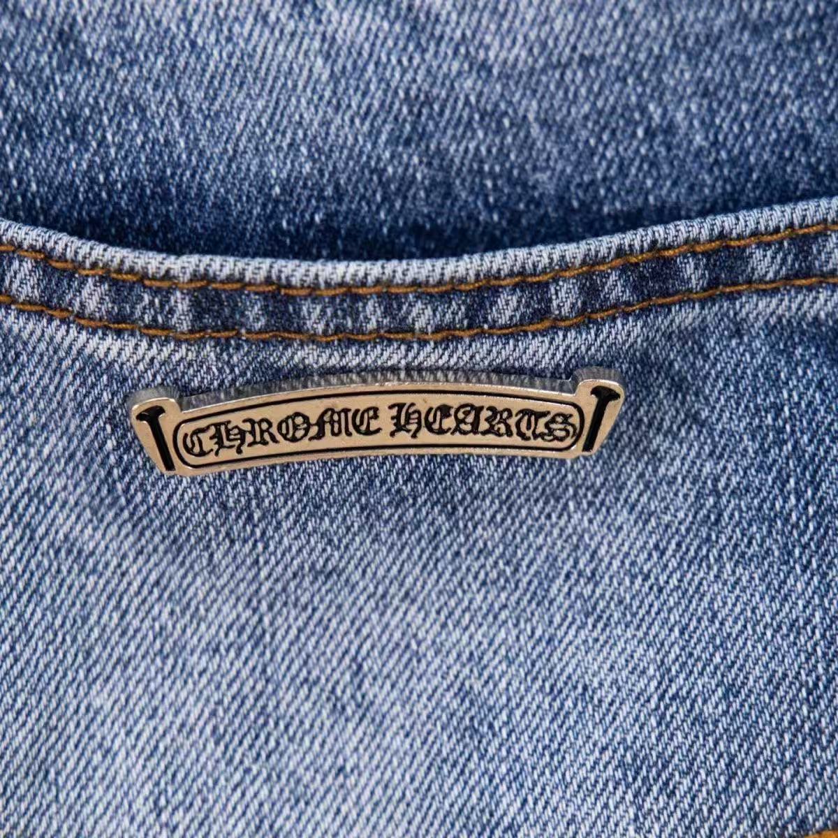CHROME HEARTS BLACK CROSS PATCH JEANS DENIM