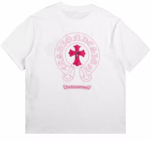 CHROME HEARTS HORSE SHOE LOGO T-SHIRT WHITE PINK