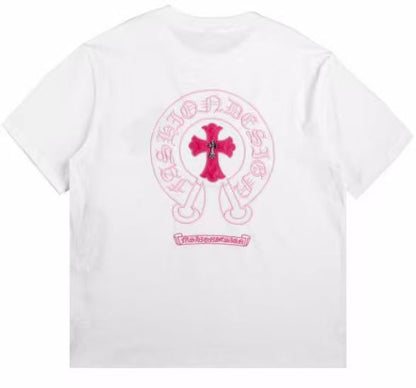 CHROME HEARTS HORSE SHOE LOGO T-SHIRT WHITE PINK