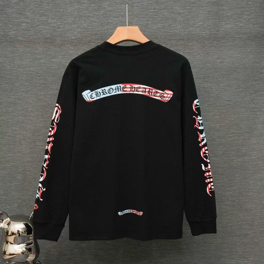 Chrome Hearts Classic Crewneck Long Sleeve T-Shirt in Black/Red/Blue