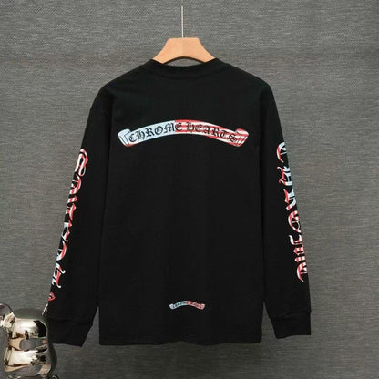 Chrome Hearts Classic Crewneck Long Sleeve T-Shirt in Black/Red/Blue