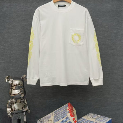 Chrome Hearts Classic Crewneck Long Sleeve T-Shirt in White/Yellow