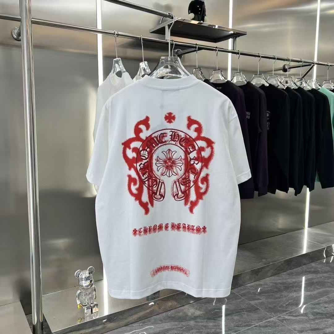 Chrome Hearts Classic Crewneck T-Shirt in White/Red