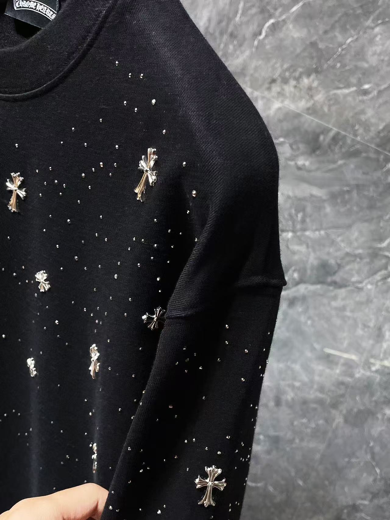 CHROME HEARTS STARRY RHINESTONE SWEATSHIRT WASHED BLACK