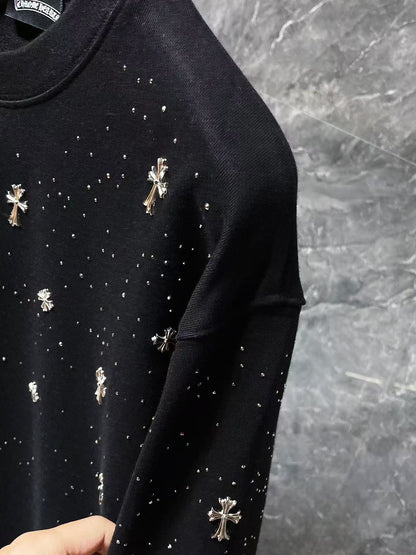 CHROME HEARTS STARRY RHINESTONE SWEATSHIRT WASHED BLACK