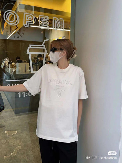 Prada T-Shirt - White with Subtle Branding
