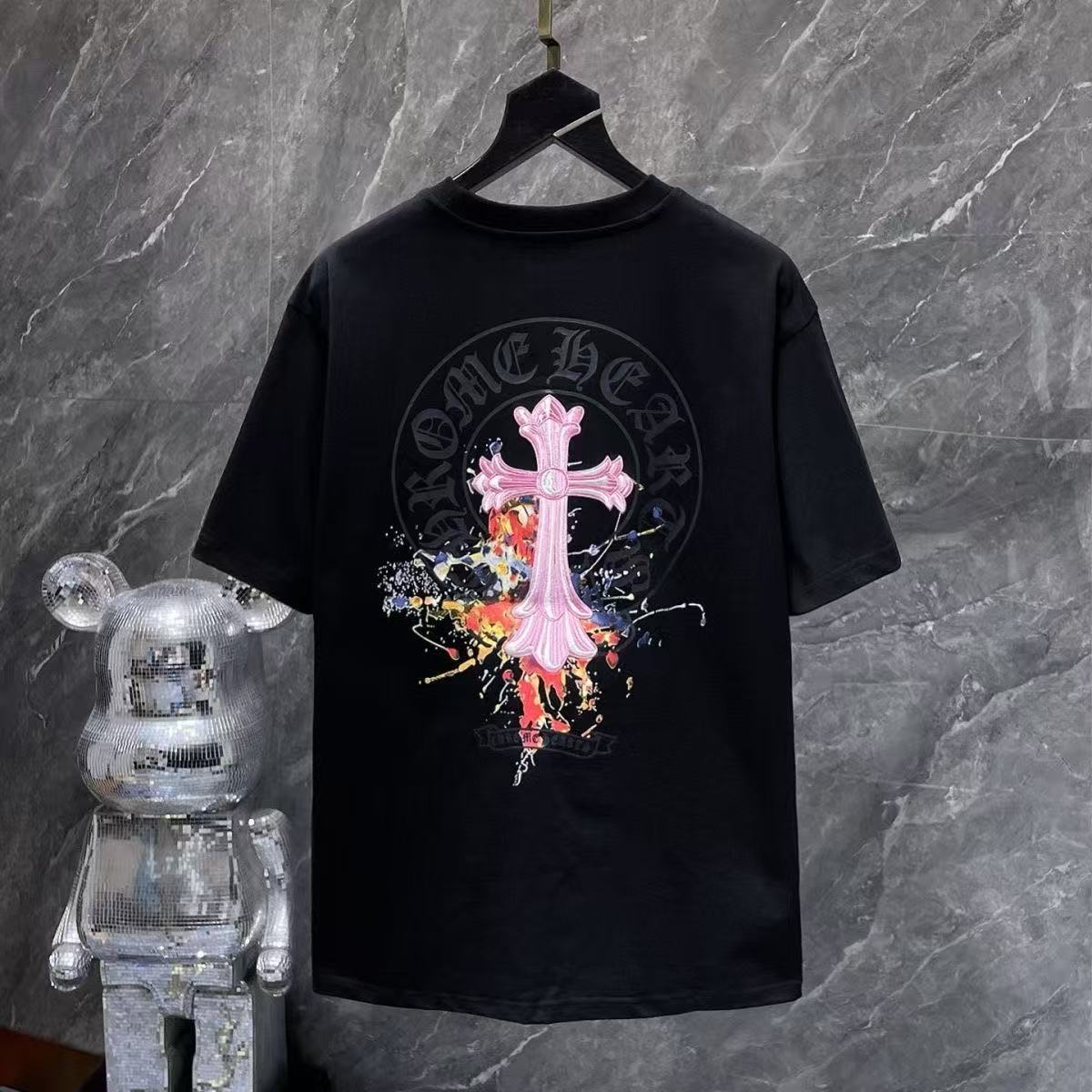 Chrome Hearts Classic Crewneck T-Shirt in Black/Pink