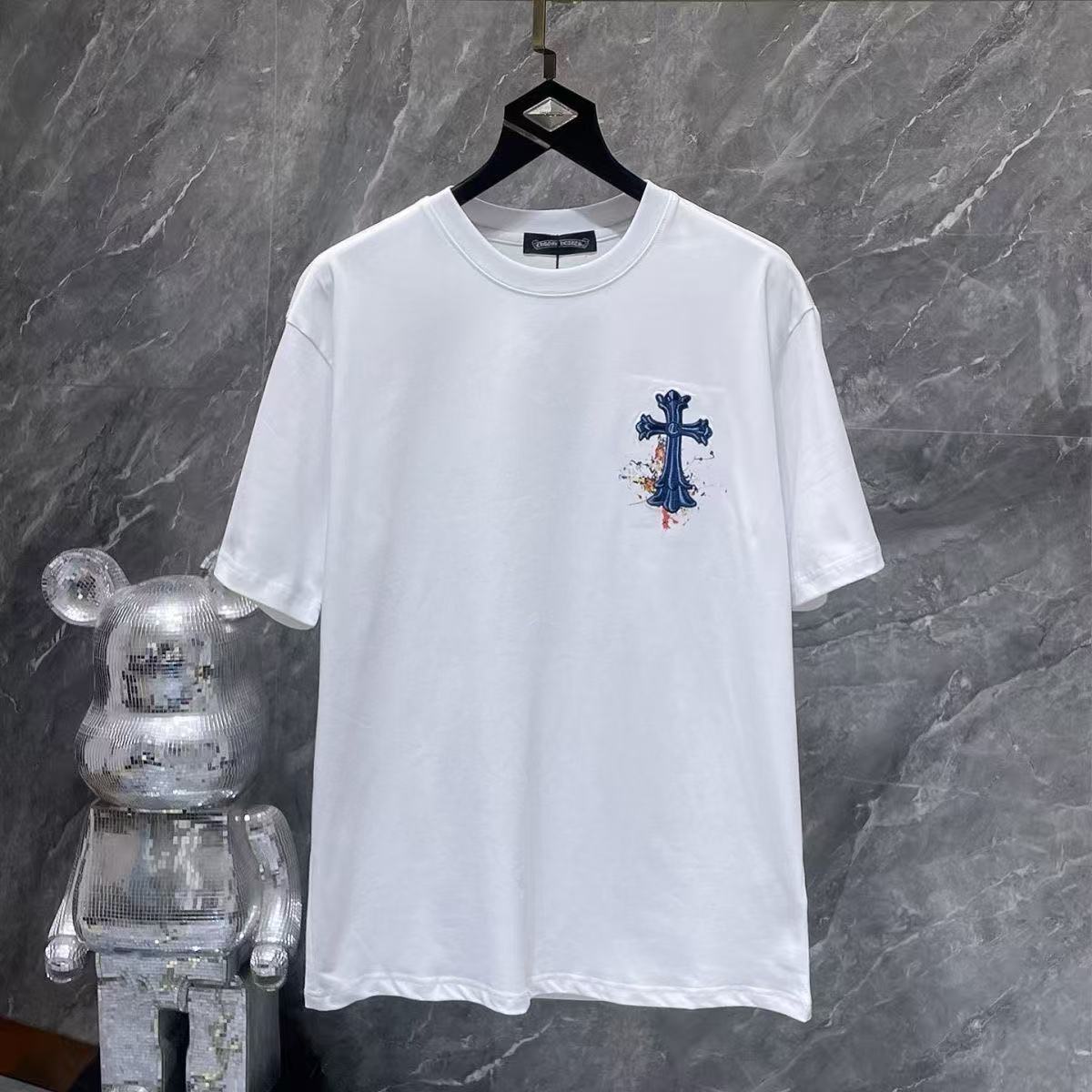 Chrome Hearts Classic Crewneck T-Shirt in White/Black/Blue