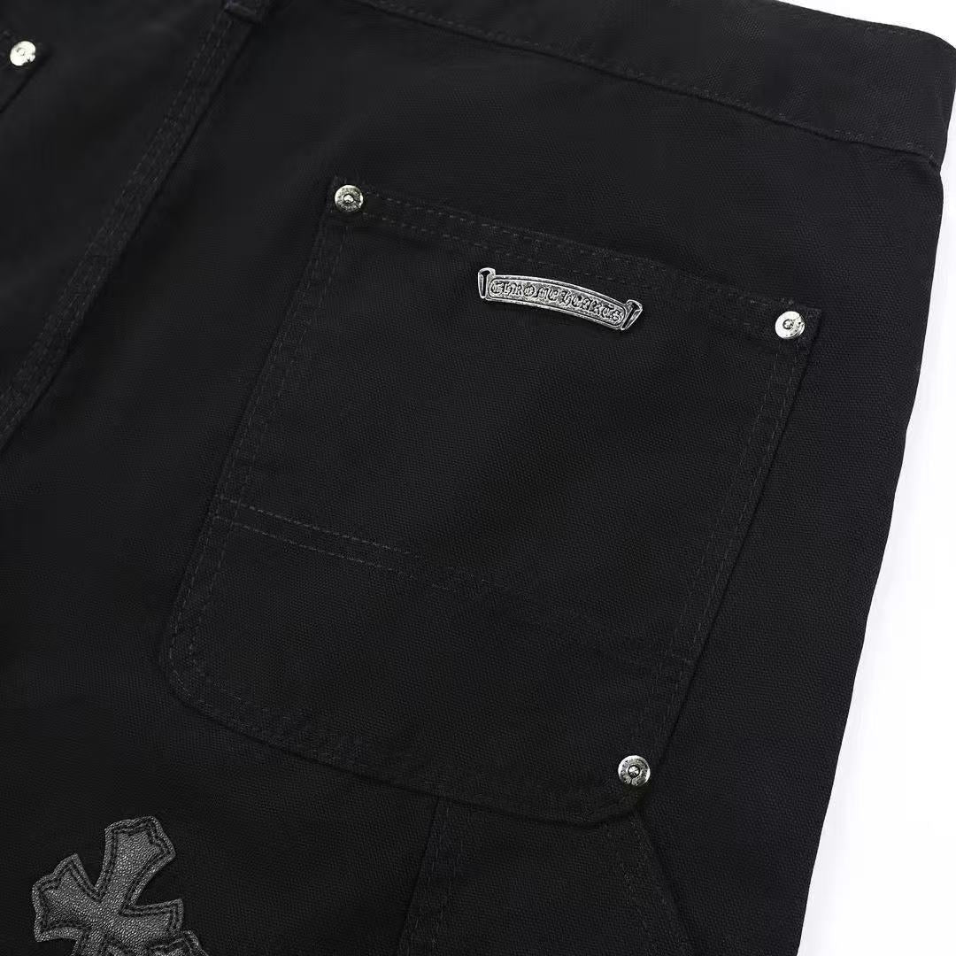 CHROME HEARTS BLACK CROSS PATCH JEANS BLACK
