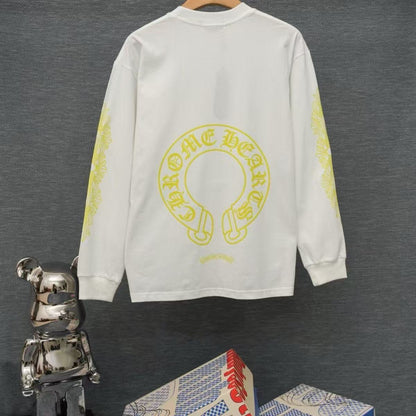 Chrome Hearts Classic Crewneck Long Sleeve T-Shirt in White/Yellow