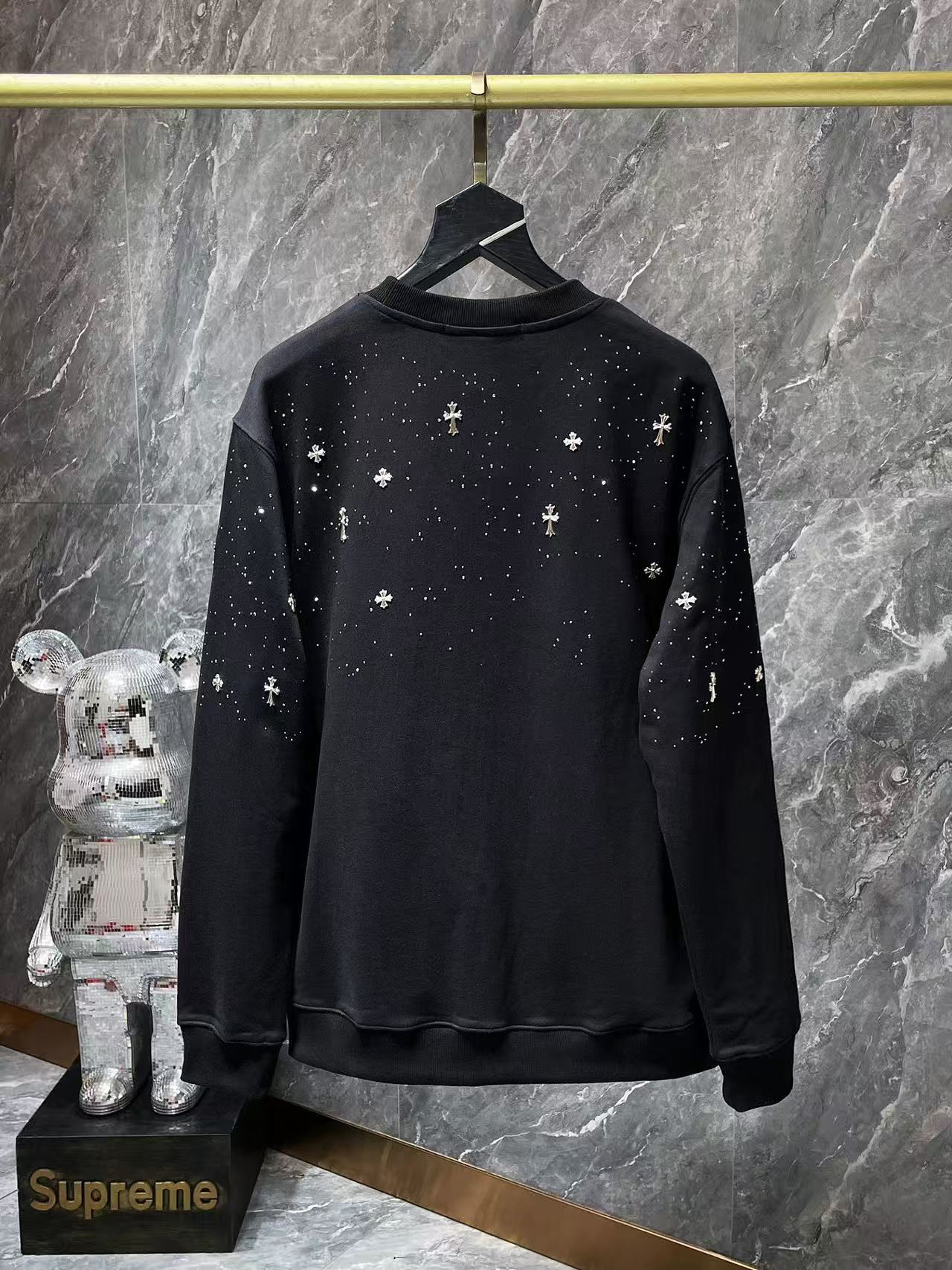 CHROME HEARTS STARRY RHINESTONE SWEATSHIRT WASHED BLACK