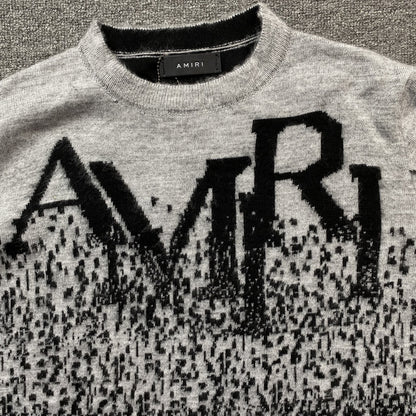 AMIRI STAGGERED GRADIANT CREWNECK GREY - Prime Reps