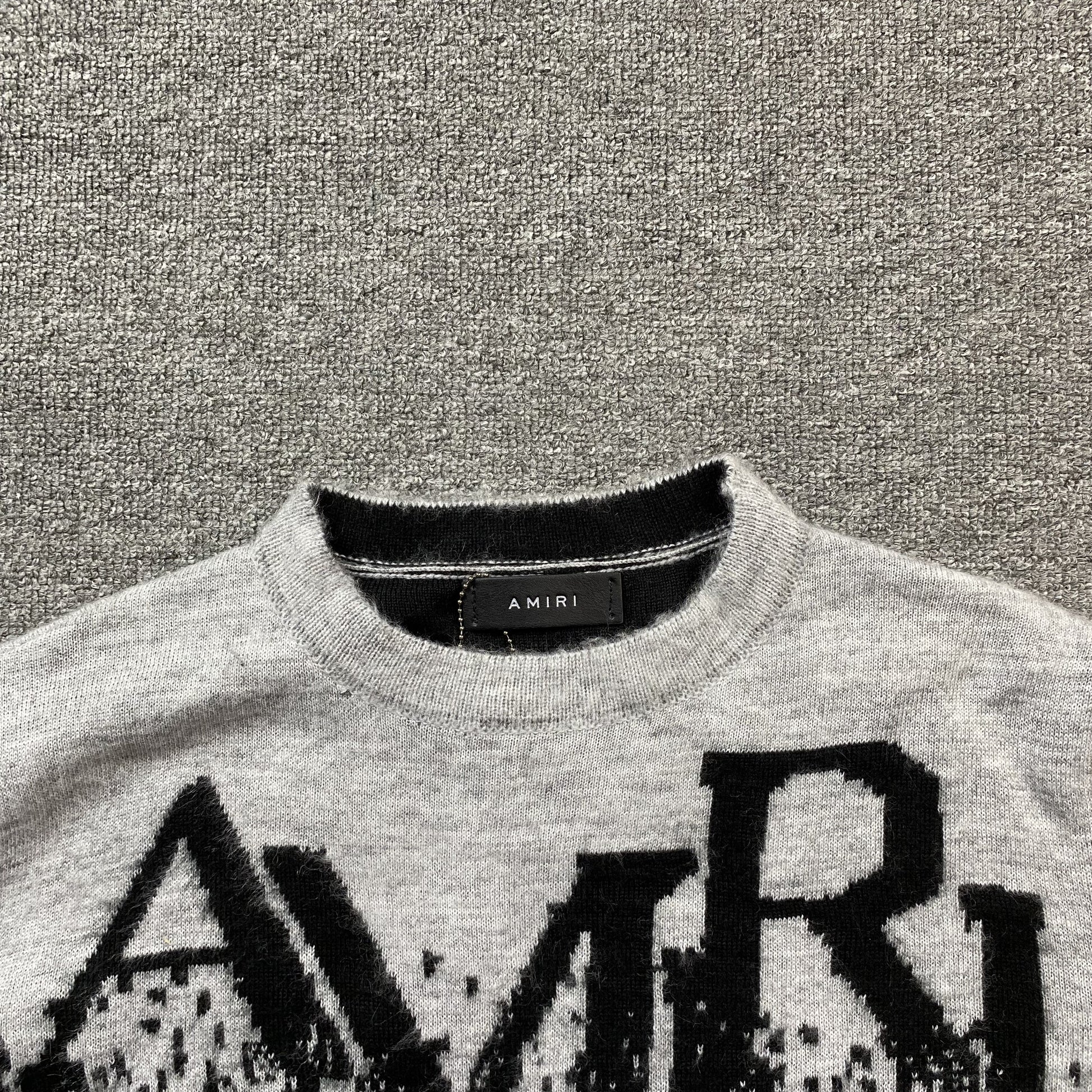 AMIRI STAGGERED GRADIANT CREWNECK GREY - Prime Reps