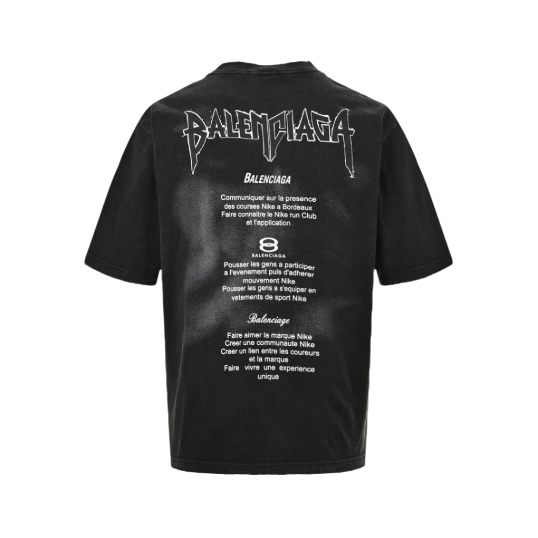 BALENCIAGA DISTRESSED LOGO T-SHIRT BLACK - Prime Reps