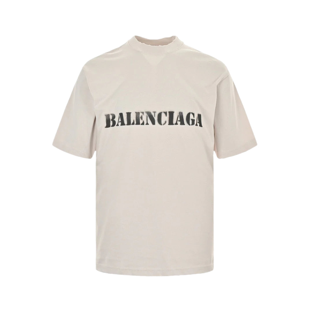 BALENCIAGA STENCIL LOGO T-SHIRT BEIGE - Prime Reps