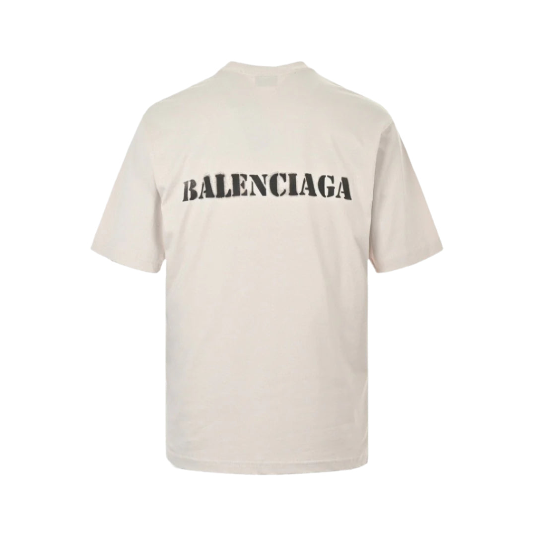 BALENCIAGA STENCIL LOGO T-SHIRT BEIGE - Prime Reps