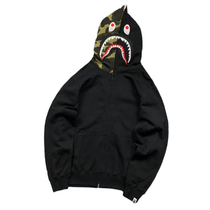 BAPE SHARK FULL ZIP HOODIE BLACK - Prime Reps