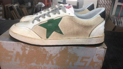 Ball Star Sneakers In Leather And Mesh With Black Heel Tab
