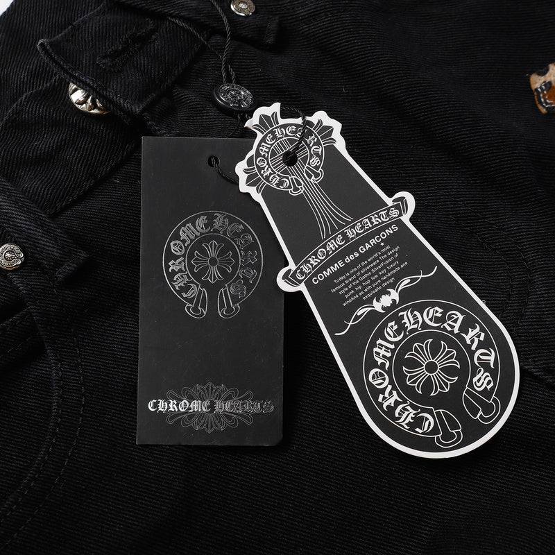 CHROME HEARTS JEANS BLACK GREEN LEOPARD - Prime Reps