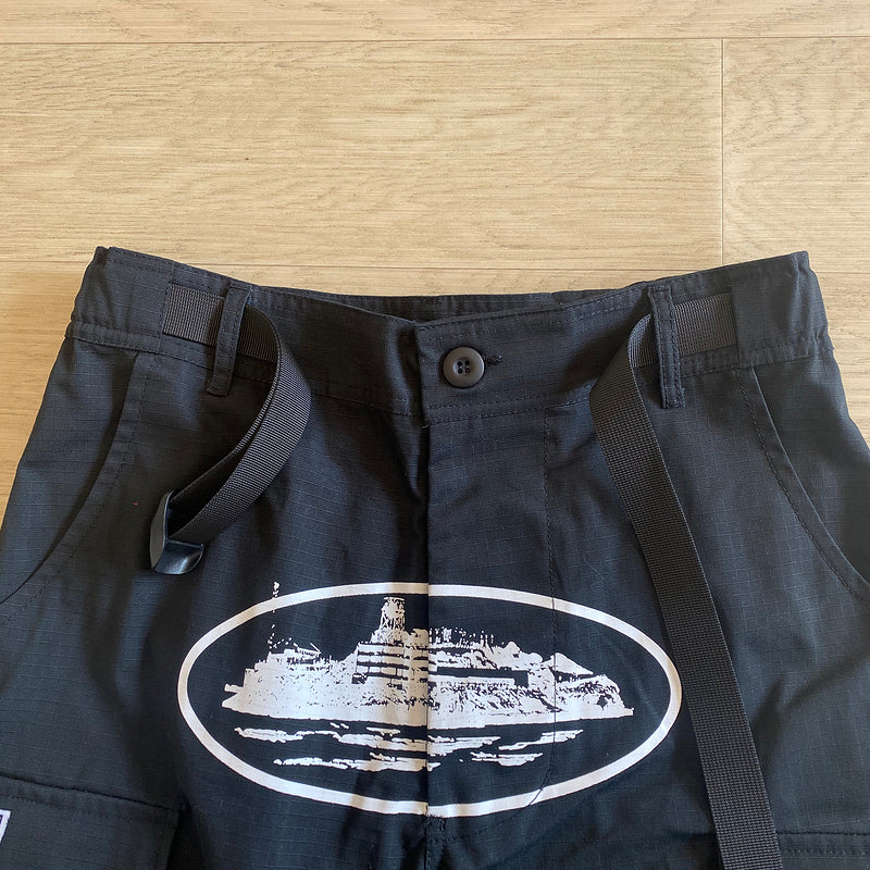 CORTEIZ ALCATRAZ CARGO PANTS BLACK/WHITE - Prime Reps