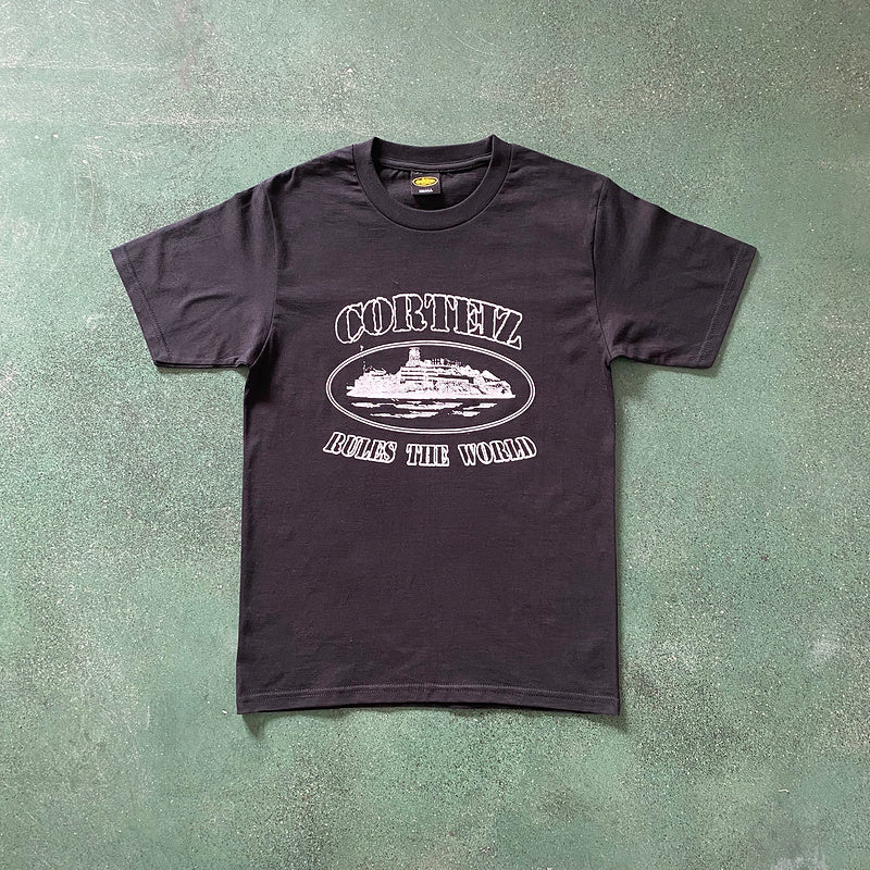 CORTEIZ OG ALCATRAZ TEE BLACK WHITE - Prime Reps