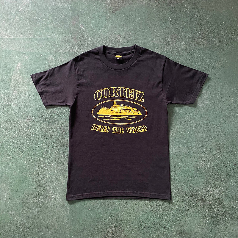 CORTEIZ OG ALCATRAZ TEE BLACK YELLOW - Prime Reps