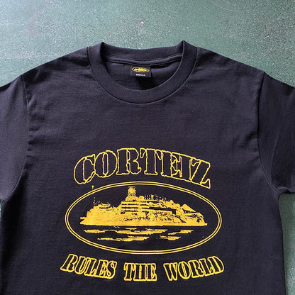 CORTEIZ OG ALCATRAZ TEE BLACK YELLOW - Prime Reps