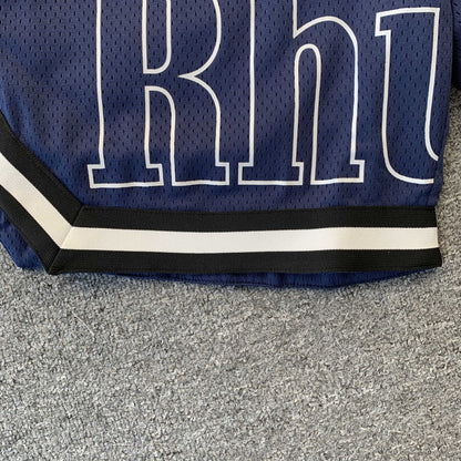 RHUDE COURT LOGO SHORTS NAVY - Prime Reps