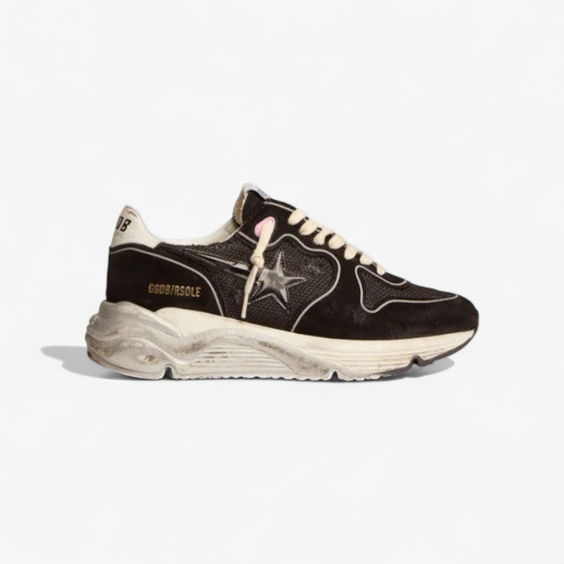 Running Sole Sneakers With Black Mesh and Suede Upper and 3d Star