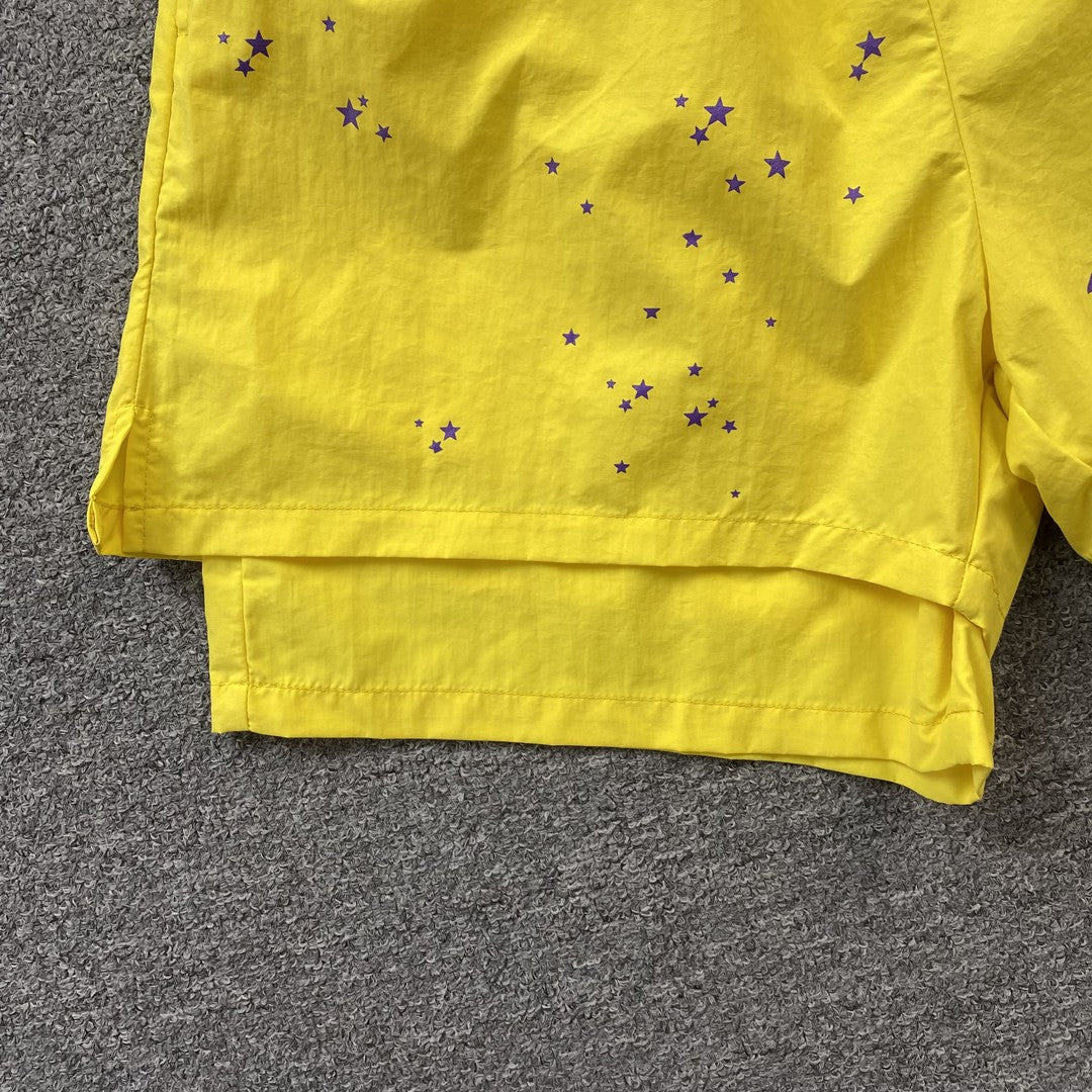 SP5DER DOUBLE LAYER SHORTS YELLOW - Prime Reps