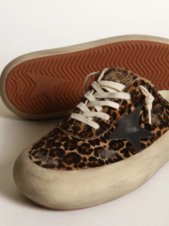 Space-star Sabots In Leopard-print Pony Skin With Black Leather Star