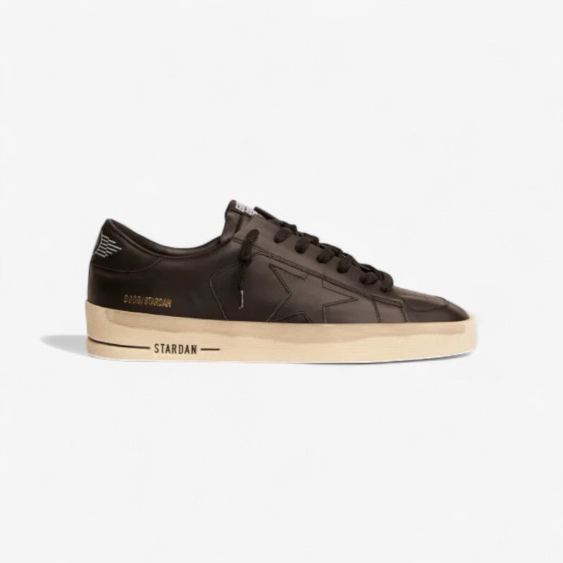 Stardan Sneakers In Total Black Leather With Vintage Finish