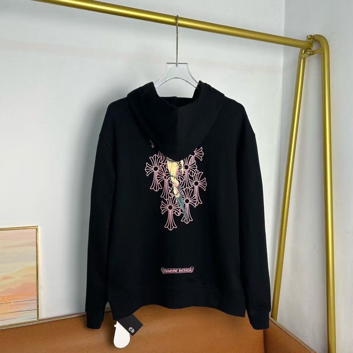 Chrome Hearts Classic Crewneck Jacket in Black/Pink