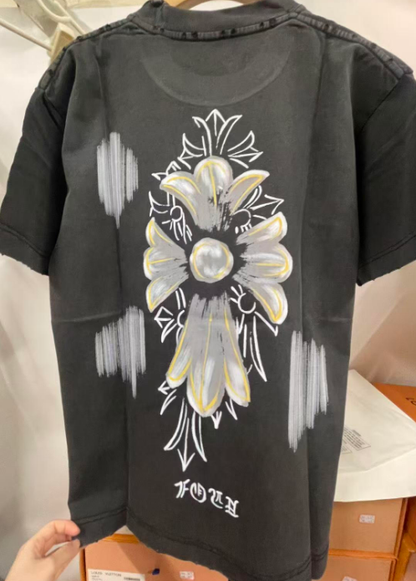 Chrome Hearts Classic Crewneck T-Shirt in White/Black/Yellow