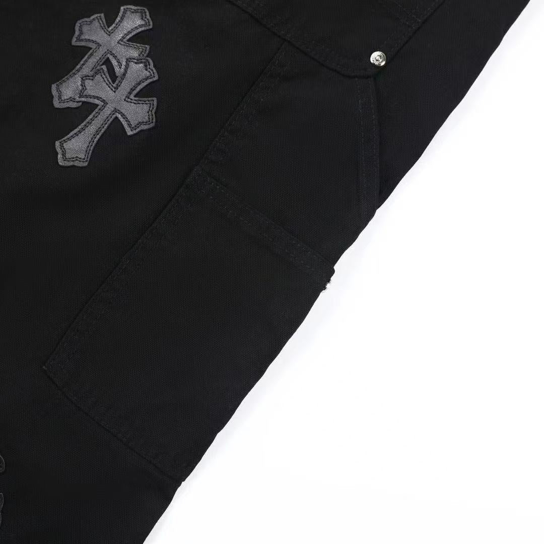 CHROME HEARTS BLACK CROSS PATCH JEANS BLACK