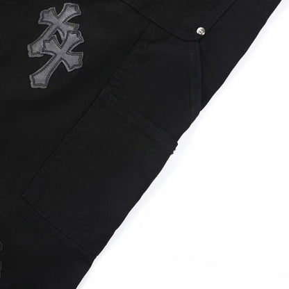 CHROME HEARTS BLACK CROSS PATCH JEANS BLACK